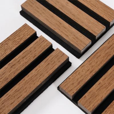 China Premium Construction Grade Materials Polyester Sound Absorbing MDF Grill Acoustic Wood Effect Slat Wall Art Panels for sale