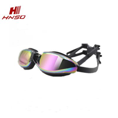 China Durable Colorful PC Lens Mirror Coating Custom Swimming Goggles With Anti Fog Lenses for sale