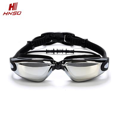 China Durable/comfortable comfortable professional electroplate waterproof swimming goggles with anti-fog lens for sale