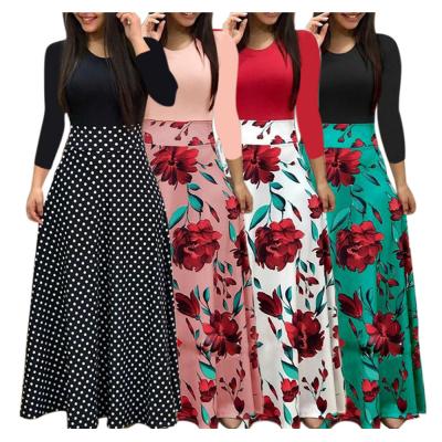 China Wholesale Breathable 5XL Floral Print Casual High Waisted Custom Summer Dresses Long Ladies Woman Plus Size Women Dress for sale