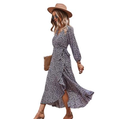 China Anti-wrinkle Appropriate Prices Elegant Floral Plus Size Woman Maxi Long Sleeve Dresses for sale