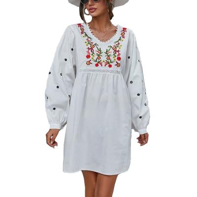 China Breathable YueMa Embroidered Wholesale Smocked Dresses New Women Cotton Dresses for sale