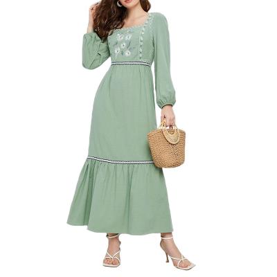 China YueMa Square Neck Breathable Vintage Trending Beautiful Dresses Women Dress 2021 for sale