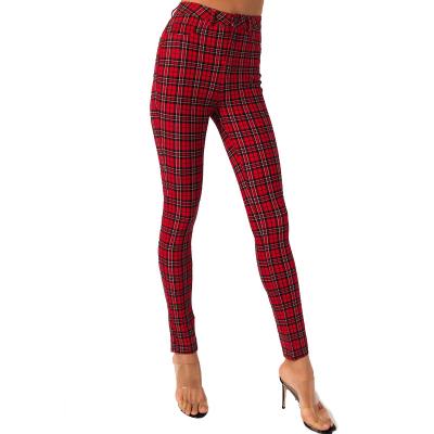 China Fashion High Waisted High Waisted Women's Skinny Plaid Pencil Pants Women's Casual Pants QUICK DRY Women's Pants for sale