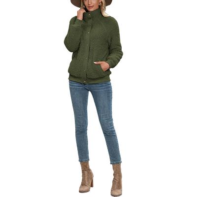 China Windproof Long Sleeve Button Plain Jackets Womens Shear Casual Womens Jackets for sale