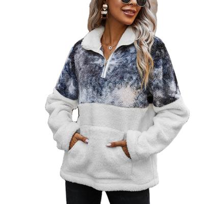 China High Quality Fashion Women's Casual Quarter Zipper Tie Dye QUICK DRY Shear Women's Hoodies for sale