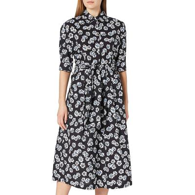 China Anti-Wrinkle Fashion Soft Women's Clothing Elegant Casual Floral Print Dress Long Maxi Dress Women for sale