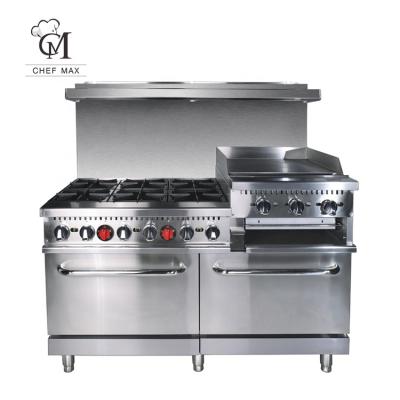 China Traditional Commercial Custom ODM ETL Griddle OEM Chefmax USA 4 Burner Gas Cooker Industrial Gas Cooker With Oven for sale