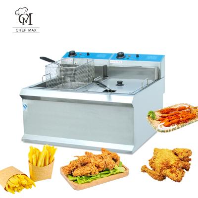 Chine Commercial Custom Countertop Fast Food Restaurant Chefmax 3.8KW Double Cylinder 2 Basket Electric Deep Fryer à vendre