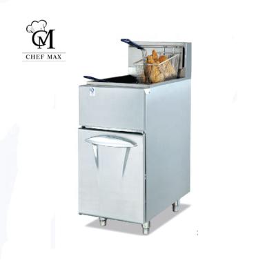 Κίνα Commercial Restaurant Vertical Fast Food Cylinder 2 Custom Single Basket Gas Deep Fryer With Cabinet προς πώληση