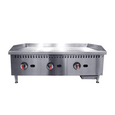 China Restaurant Chefmax Industrial Countertop Professional 3 Burner Non Stick Argentina Teppanyaki Gas Griddle Grill Stainless Steel Te koop