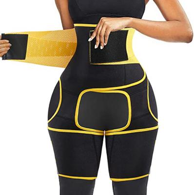 China 65% Women 3-in-1 Nylon Thigh Trimmer Belt With Butt Lifter Slimming Body Shaper Sweat Band Waist Trainer for sale