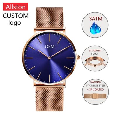 China 2018 Alarm Marble Quartz Mesh Band Fashion Man Wristwatches Mens Womens Watch for sale