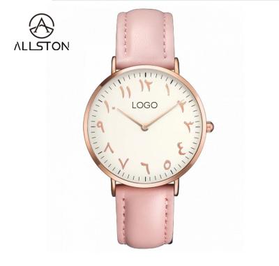 China Water Resistant Private Label Dropshipping OEM Minimalist Customize Arabic Numeral Wrist Minimal Leather Woman Man Watch for sale