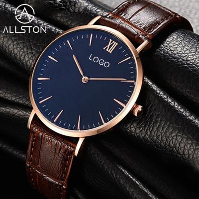 China Custom Water Resistant Dropshipping Man Watch Logo OEM Brand Your Own Watches Men Genuine Leather Watches Men Personalized for sale