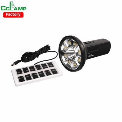 China Outdoor Home Rechargeable Solar Torch Flash Light with Built-in Solar Panel LED Lights Use for Camping Tent and Travel Fishing for sale