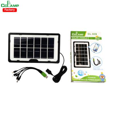 China Solar Kit CCLAMP Mini Lightweight Portable Solar Panels Kit With Solar Panel Cables DC Output And USB Solar Charger 5 In One Solar Panel Charge for sale