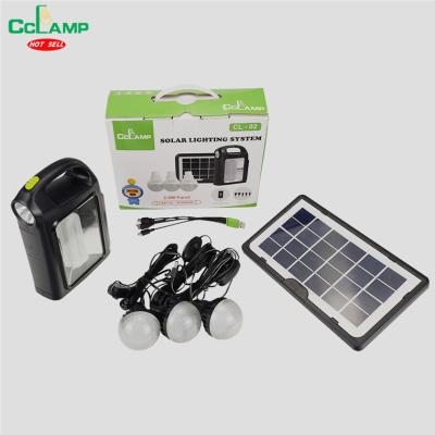 China Residential CCLAMP CL-02 mini off grid solar lighting system for rural area hot sale and room lights DC solar indoor lamp in Africa for sale