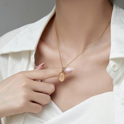 China Wholesale Gold Plated Link Chain Necklace Natural Stone Pendant Necklace Pendant Necklace Stainless Steel 18K Jewelry for sale