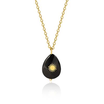 China Pendant Necklace Fashion Design 14K Gold Plated Jewelry Natural Stone Necklace Stainless Steel Chain Pendant Necklace Delicately for sale