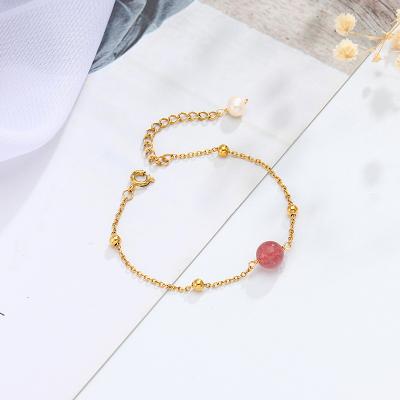 China Wholesale Fashion Environmental Friendly High Quality 18k Gold Plated Crystal Jewelry Women Bracelet Stainless Steel Natural Pearl Bracelet for sale