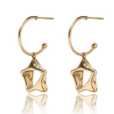 China 2022 TRENDY Large Gold Stainless Steel Jewelry Punching Fashion Earrings Dangling Earrings Wholesale for sale