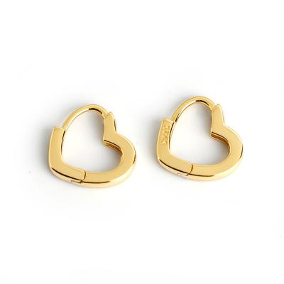 China Hot Selling Romantic 925 Sterling Silver Earrings Heart Earring 925 Sterling Silver Gold Plated Earrings For Women for sale