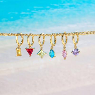 China Zircon Environmentally Friendly Wholesale Unique Colorful Geometric Brass Earrings Jewelry Fashion Jewelry Minimalist Circle Earring for sale