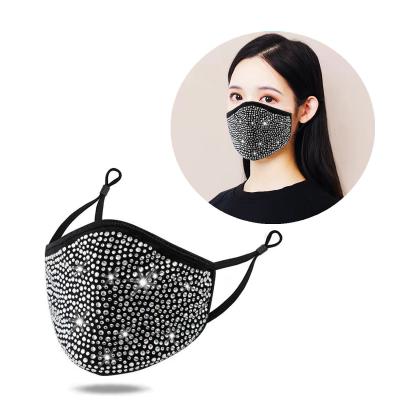 China Four Seasons Sparkly Shinny Diamond Glitter Bling Face Mask, Shiny Rhinestone Party Decorations Elastic Bandanas, Women Shape for sale