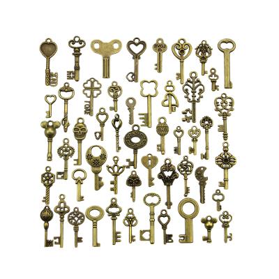 China Rustic Mixed Pack of 100 Pcs Metal Keys Antique Bronze Vintage Retro Pendants Keys Charms for DIY Handmade Accessories Making Wedding Dec for sale