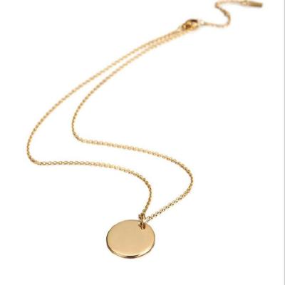 China FASHIONABLE Hot Sale Product Custom Logo Disc Round 18k Gold Engraved Metal Coin Blank Pendant Necklace for sale