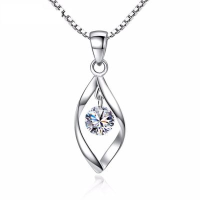 China CLASSICS Customized Copper Design Jewelry Zircon Wave Pendant Necklace 925 Sterling Silver Plated New Female for sale