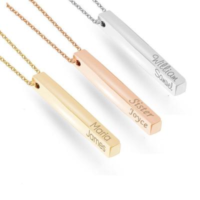 China New TRENDY Minimalist Jewelry 18k Gold Lettering Name Custom Personality Vertical 3d Necklace For Men And Women for sale