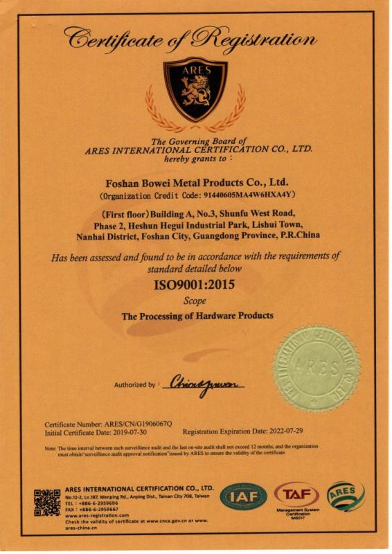 ISO9001 - Foshan Bowei Metal Products Co., Ltd.