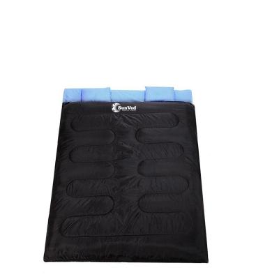 China 210T Polyester 2 Person Camping Cotton Double Sleeping Bag With Compression Sack for sale