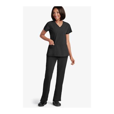 China Wholesale Anti-Wrinkle Women Medical Scrub Stretch Fabric Set Modern Fit V-Neck Top&Low-Rise Scrub Pants Hospital Staff Work Wear for sale