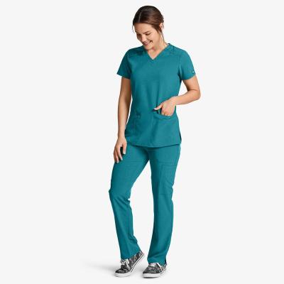 China wholesale Anti-wrinkle care scrubs upper V-neck and straight leg pull-on pants medical uniforms super comfort fabric for sale