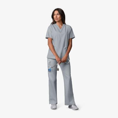 China Anti-Wrinkle OEM Comfort All Day Care Scrub Fit V-Neck Top And Drawstring Pants Durable Medical Uniforms for sale