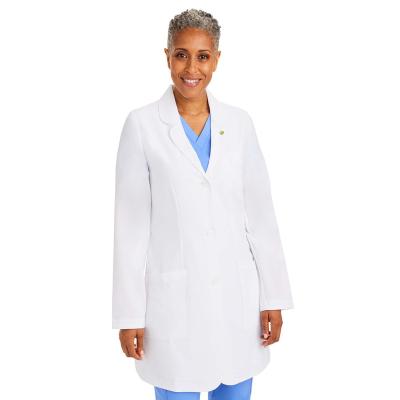 China Anti-wrinkle lab coat women classic modern fit white lab coat with full loose back waistband with button for sale