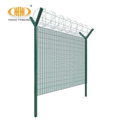 China Easily Assembled Good Quality Galvanized Welded Welded Airport Barrier Wall Security System With Concertina Fence for sale