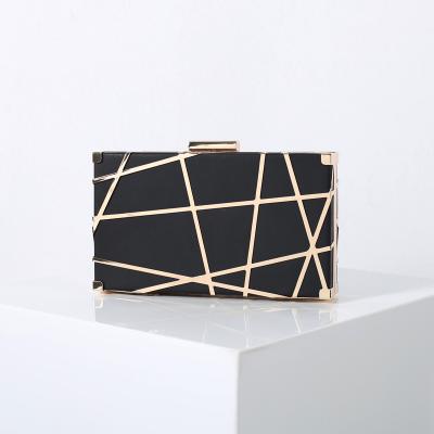 China Handmade / Multi-colors Geometry Shiny Evening Dinner PU Leather Clutch PU Laster Bag for sale