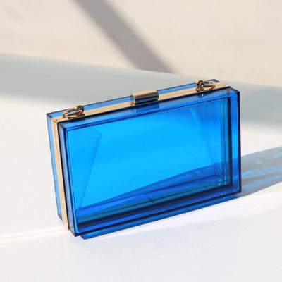 China New Fashion Handmade Custom Colorful Acrylic / Glitter Transparent Acrylic Clutch Box Bag for sale