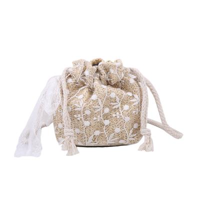 China Fashion new female straw cross - body fashion bucket bag shoulder small straw bag for sale