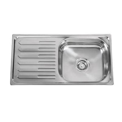 China Without Faucet Single Basin Stainless Steel Kitchen Sink 201 Stainless Steel Sink for sale