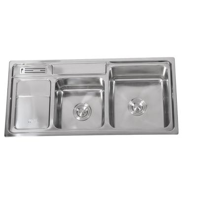 China Modern Rectangular Polish Surface Double Bowl Stainless Steel Modern Kitchen Sink for sale