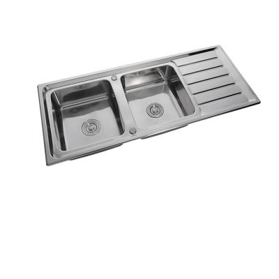 China Without Faucet Super Quality 304 Stainless Steel Double Bowl Modern Kitchen Sinks for sale