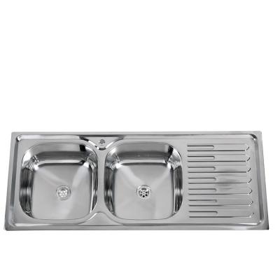 China Modern Double 1200*500*190 Gray Handmade Stainless Steel Kitchen Sink for sale