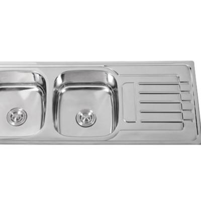 China Modern Stainless Steel 1200*500*180 Top Rectangular Wash Double Kitchen Sink for sale