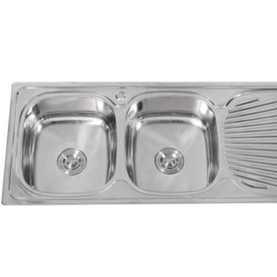 China Modern Top Sale 1200*500*180 Double Kitchen Sink Handmade 304 Stainless Steel for sale