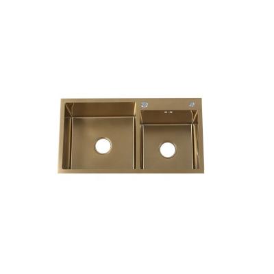 China 780*450*230 Double Gold Stainless Steel Color Modern Modern Kitchen Sink for sale